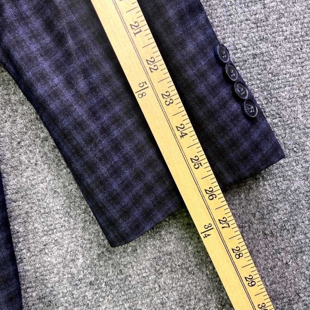 Peter Millar Mens 44L Wool Cashmere Blazer Sport Coat Navy Blue Gingham Check - Picture 6 of 8